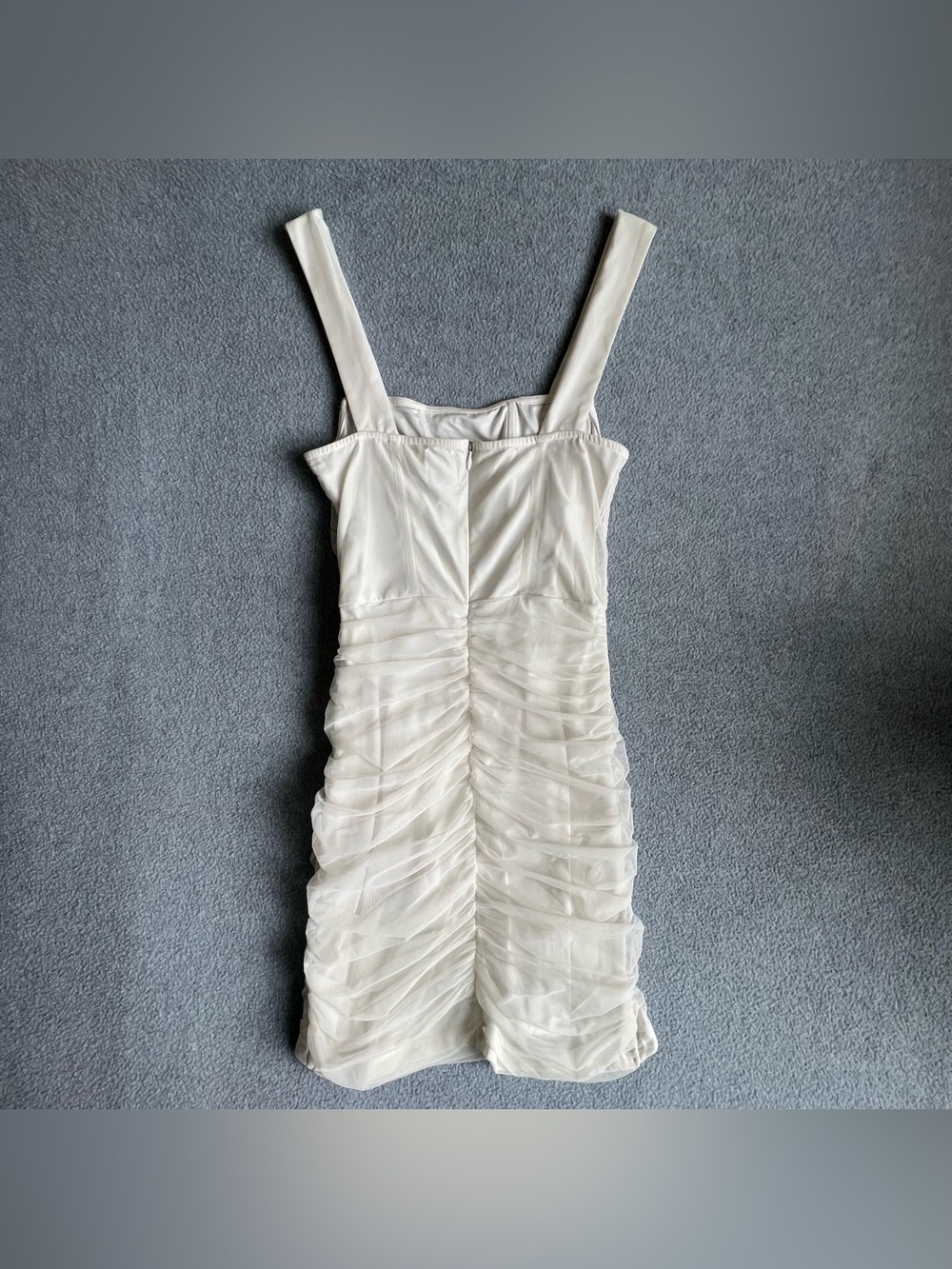 Princess Polly White Ruched Mesh Mini Dress Bodycon Corset Size 4 - Picture 3 of 9